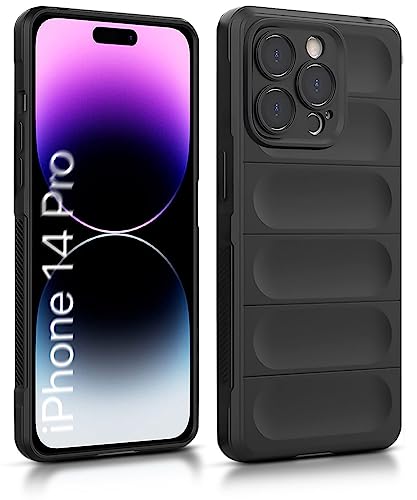 Image of WOW IMAGINE Ultimate Silicon Back Cover Case for Apple iPhone 14 Pro | Military Grade Drop Protection Shockproof Bumper | Anti-Slip Grip | Scratch Proof Micro-Fibre Cloth Inside (Pitch Black)