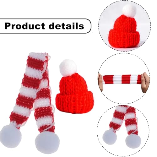 20 Stück Mini Weihnachtsmütze und Mini Schal,Nikolausmütze Klein,Kleine Weihnachtsmützen,Basteln Filz Weihnachten Besteckhalter Hats,Mini Hut mit Schal für Tischdeko Flaschen Deko Dekoration Geschenk