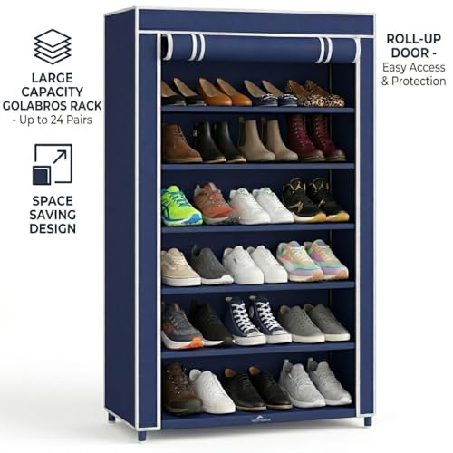 Image of 6 Layer Shoe Rack for Home, Space Saving Multi-Tier Shoe Organizer, Durable Storage Stand for Bedroom, Entryway & Closet Shoe Rack Plastic for Home (Blue)