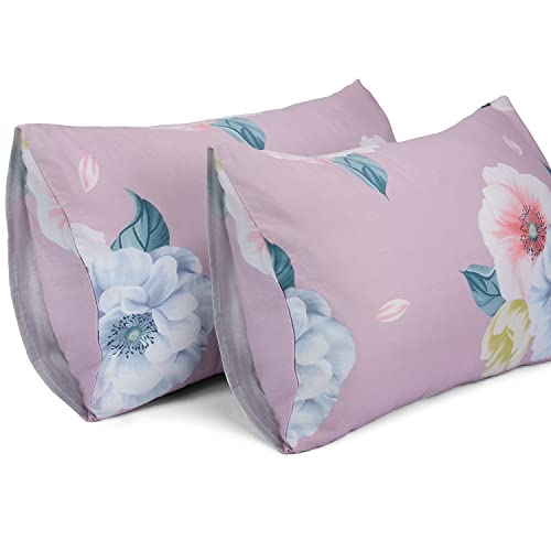 Lirex Lot de 2 Taies D'oreiller, 100 % Coton, 400 Fils, Taies D'oreiller Respirantes, 50 x 75 cm, Pink Tulip Cover