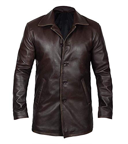 Mens Jensen Ackles Dean Winchester Real Cowhide Brown Leather Jacket Coat2
