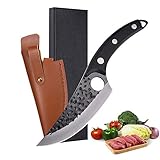 Viking Knives with Sheath Hand Forged Butcher Knife, Japan Meat Cleaver Knife High Carbon Steel Boning Knife, Fishing Fillet Knife Huusks Japanese Chef Knife for Kitchen or Outdoor Camping BBQ