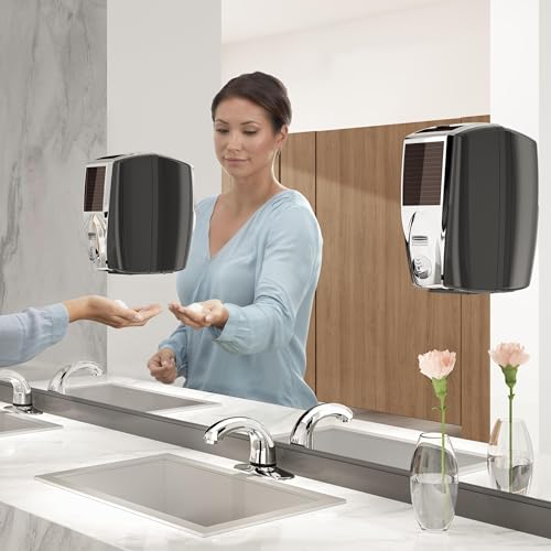 Image of Rubbermaid Commercial Products AutoFoam LumeCel Hand Soap & Sanitizer Dispenser, White /Gray Pearl, Battery Free, Powered by Indoor Light, Touchless, Wall Mount, for Restrooms in Offices