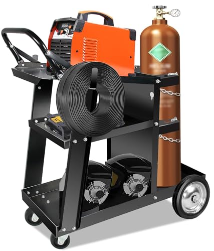 Image of Welding Cart Heavy Duty with 360 Swivel Wheels, Original Design Rolling Welding Carts for MIG /TIG Welder and Plasma Cutter Upgraded, Tilt-Table Large Storage