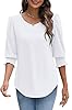 XIEERDUO Blouses for Women Dressy Casual 3/4 Length Sleeve Womens Tops with Smocked Cuffs #3
