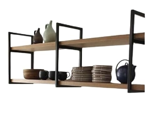 Prateleira Estilo Industrial Dupla Flutuante Ferro MDF Cozinha Escritório Sala (120cm)