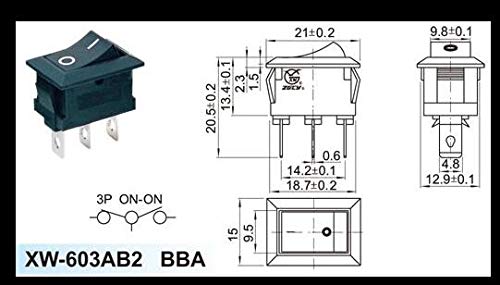 15 * 10MM 250VAC 3A 3P rockey Switch copper feet