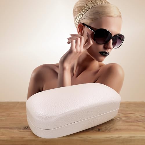 Image of MyEyeglassCase Extra Large Hard Shell Sunglasses Case for Large Rectangular Frames, Eyeglass Case with Pouch & Cloth