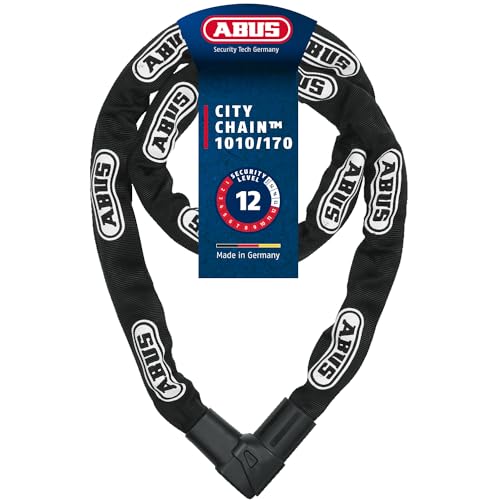 ABUS Kettenschloss CityChain 1010 – Fahrradschloss aus gehärtetem Stahl Sicherheitslevel 12 – 170 cm – Schwarz