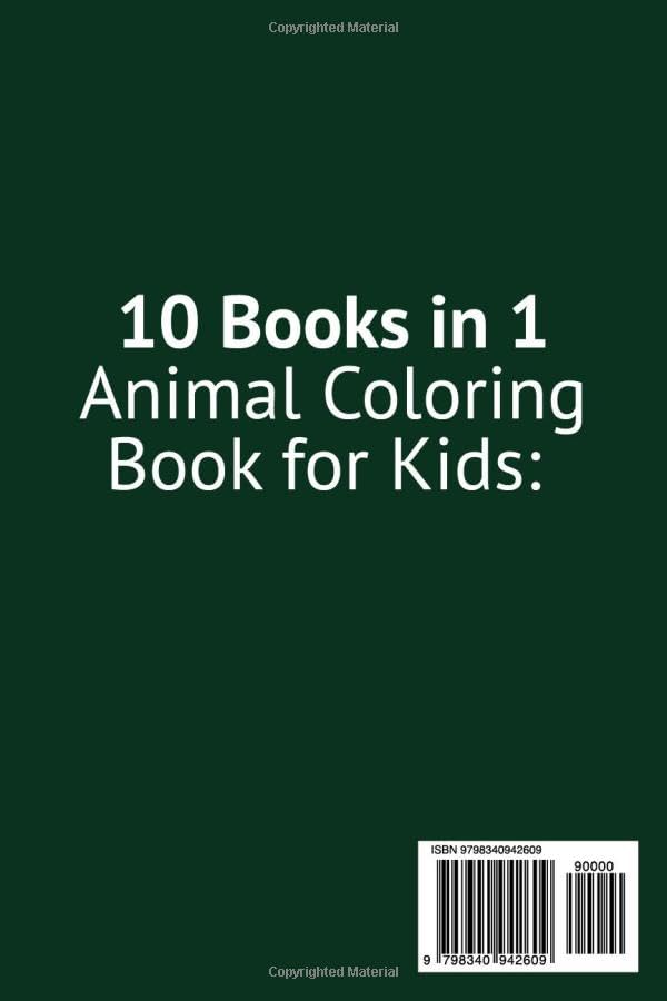 10 Books in 1 | Animal Coloring Book for Kids: Fun and Creative Books Featuring Adorable Animals: Perfect for Ages 4-16 image 3