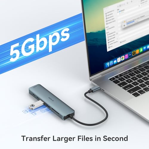 Image of USB C Hub HDMI Adapter for MacBook Pro /Air, MOKiN 7 in 1 USB C Dongle with HDMI, SD /TF Card Reader, USB C Data Port,100W PD, and 2 USB 3.0 Compatible for MacBook Pro /Air, Dell XPS, Lenovo Thinkpad.