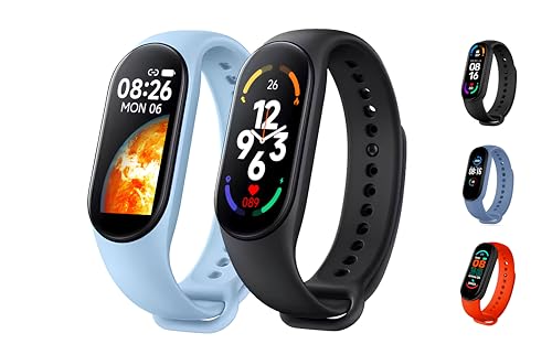M6 - Pulsera conectada (IP67, pantalla HD a color, rastreador de actividad, 30 modos deportivos, cardio y spO₂, podómetro, sueño, notificaciones de llamadas/SMS, larga duración, carga magnética