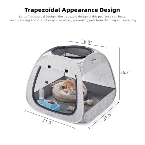 Tenrai Cercadinho portátil para gatos, design trapezoidal para melhor pé, barraca dobrável para anim