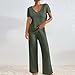 Womens 2 Piece Lounge Sets Casual Short Sleeve Knit Sweater Top and Wide Leg Pants Set Trendy Summer Outfits Clothes