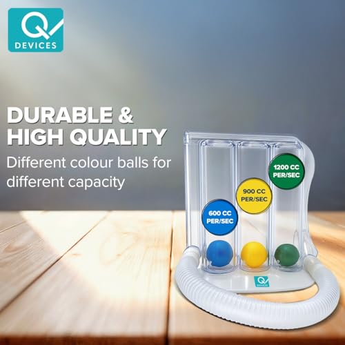 Image of Q DEVICES 3-Ball Spirometer for Lung Exercise - Breathing Trainer for Respiratory Therapy, Deep Breathing & Lung Capacity Recovery - Ideal for Post-Surgery, COPD, Adults & Kids