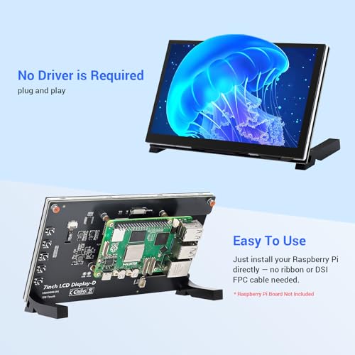 Image of ELECROW 7 Inch Touchscreen Monitor for Raspberry Pi, 1024X600 IPS HD Capacitive Touch Screen Display with Acrylic Stand, Plug and Play, Compatible with Raspberry Pi 5 /4 /3, Banana Pi, Jetson Nano