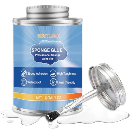 Hzutloer 4OZ Clear Sponge Glue with Brush Applicator Super Strong Waterproof Sponge Adhesive High Strength Foam Rubber Plastic Pearl Cotton Repair Glue