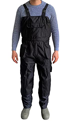 Latzhose für Herren, Arbeitshose, mehrere Taschen, verstärkte Arbeitskleidung, Größe S, Schwarz , S