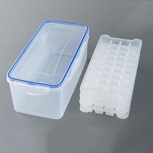 Giawkca 製氷皿 製氷道具 アイスメーカー プラスチック製氷室 アイスキューブ型 冷蔵庫用 家庭用アイスボックスセット 多層 蓋付き 大容量 冷凍庫 氷 保存箱 分解しやすい 4層構造 3.3L