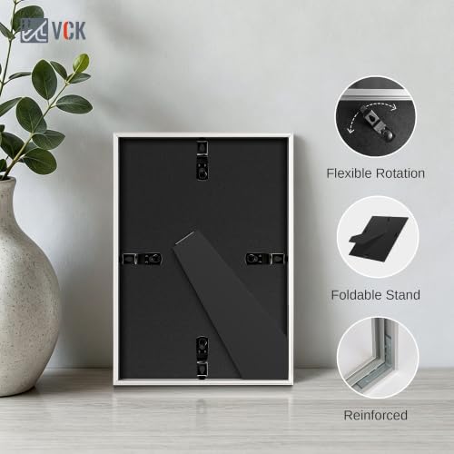 Image of VCK 5x7 Picture Frame Silver Metal, Real Glass, 4x6 Mat, 3 Pack, for Print