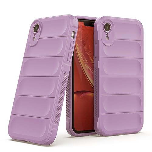 Image of Amazon Brand - Solimo Mobile Cover for Apple iPhone XR | Full Camera Protection | Liquid Silicon Case | Flexible Bumper Case for Apple iPhone XR (Purple)