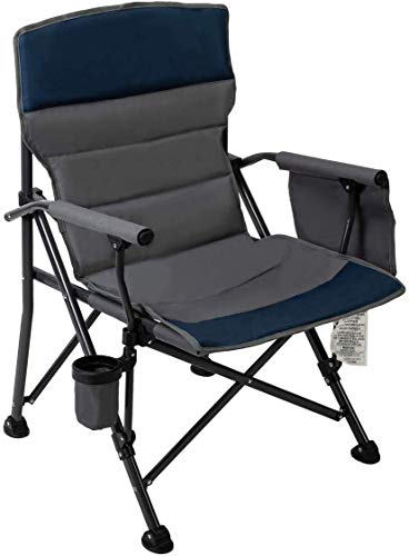 Pacific Pass Camping Chair Heavy Duty Padded Chair, 400lbs Capacity, Folding Sports High Back Chair with Storage Bag & Cup Holder for Camping, Fishing, Hiking, Outdoor, Carry Bag Included