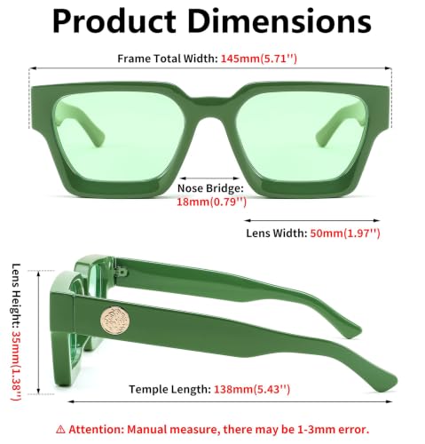 Image of FEISEDY Retro 90s Chunky Square Sunglasses for Women Men B2385