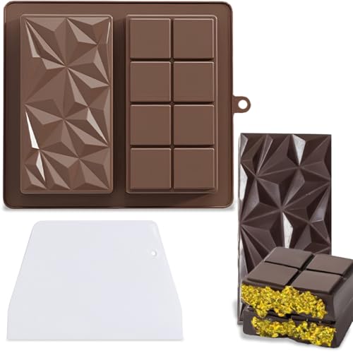molde chocolate dubai, molde de silicona para chocolate, molde hondo de silicona para tabletas de chocolate, para hornear dulces de chocolate y decorar tartas