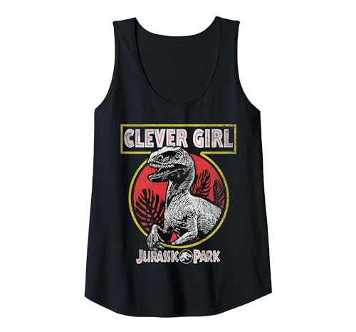 Jurassic Park Clever Girl Raptor Roar Circle Logo Tank Top, Women, Black, XX-Large