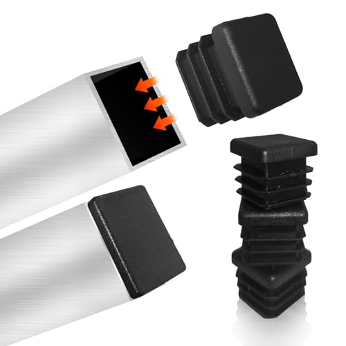 Image of 32 Pcs 3 /4 inch Square Tubing End Caps, Plastic End Caps Insert Finishing Plug for Chair Legs, Pipe Post, Table Legs (Black, 19x19mm)