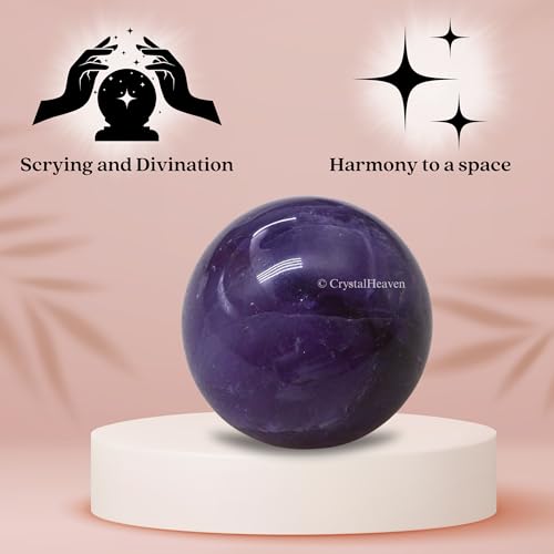 Image of Certified Amethyst Crystal Ball for Meditation | Premium Crystal Vastu Items for Home and Feng Shui Items for Good Luck - Pooja Supplies and Spiritual Practices (1 Inch)