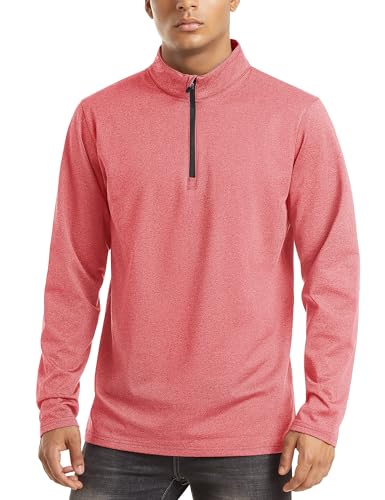 Image of TACVASEN Men's Sports Shirts 1 /4 Zip Long Sleeve Fleece Lined Running Workout Pullover Tops Sweatshirt