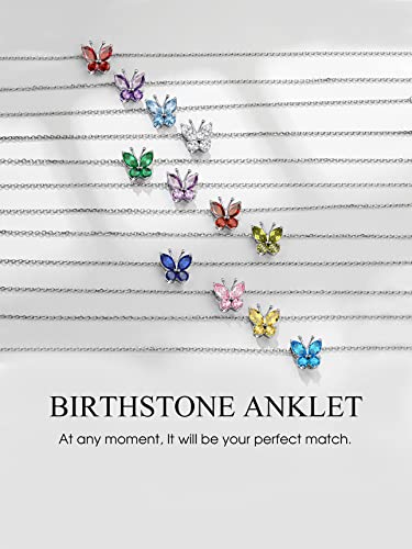 Bestyle Flying Butterfly Anklets For Women Teen Girls - Sterling Silver Green Emerald Ankle Chain Emerald Birthtone Animal Butterflies Ankle Chain Crystal Birthday Summer Day Jewelry Gifts #TOP6