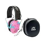 Walker's Razor Slim Electronic Ear Muffs (Pink Sprinkles) with Protection Case