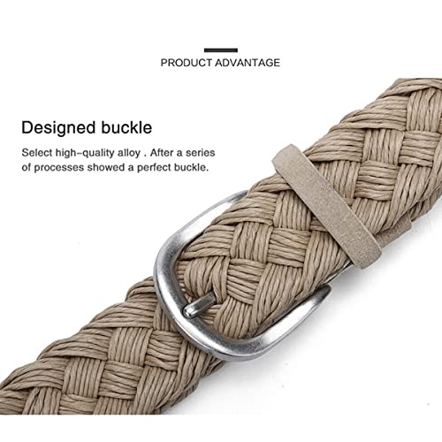 Knitted leather belt, casual denim woven belt with solid strap and single fork buckle2
