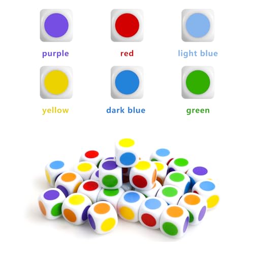 Pack of 30 Colour Cubes, 6 Colours with Dots, Adjustable, 16 mm Dots Adjustable Dice - Image 4