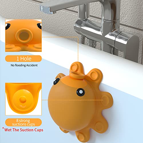 Image of Bathtub Overflow Drain Cover - Tub Soak Bath Cover, Adds Inches of Water for Deeper Bath (Silicone, Yellow)