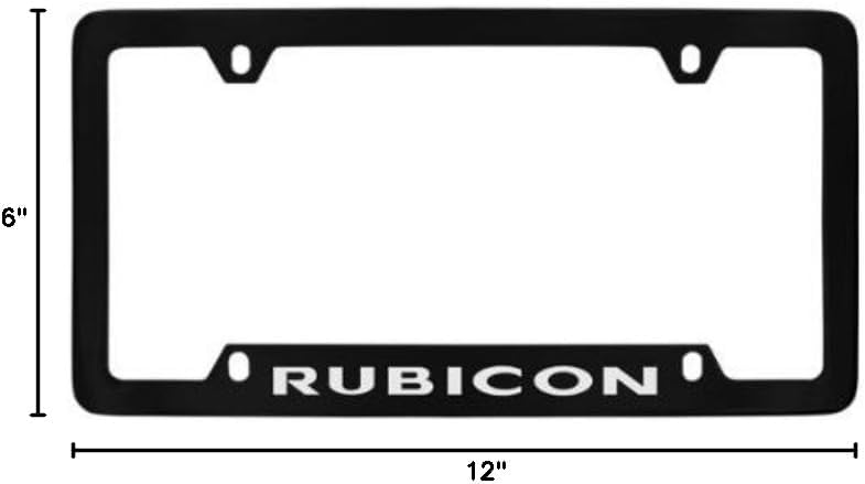 Jeep Rubicon Black Coated Metal Bottom Engraved License Plate Frame Holder