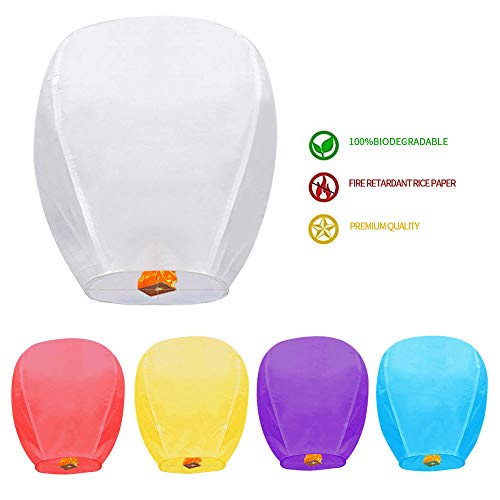 10 Pack Multicolor Chinese Lanterns, Sky Lanterns, 100% Biodegradable Environmentally Friendly Paper Lanterns for Party, Celebrations, Weddings, New Years, Festivals, Memorial Ceremonies - Thumbnail 2