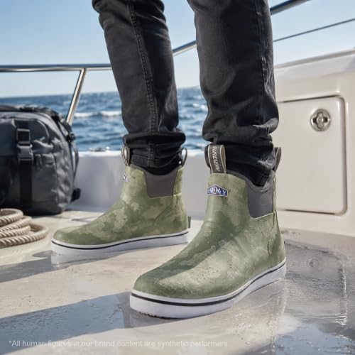 Image of SUREWAY Men's Deck Boots Professional Non-Slip Fishing & Ankle Boating Boot Waterproof Rain Boots, Lightweight Neoprene Rubber Deck Boots