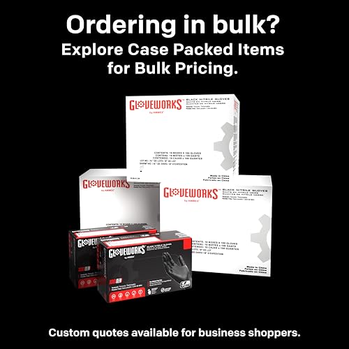 GLOVEWORKS Black Disposable Nitrile Industrial Gloves 5 Mil, Latex/Powder-Free, Food-Safe, Textured