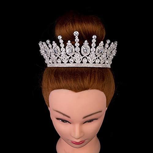 Hair Jewelry Crown Tiaras for Women Bridal Classical Crowns Elliptical Wedding Big Crown for Women,Sliver