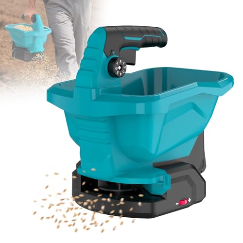 Vulaop Akku Düngerstreuer für Makita Akku 18V 3.3L Streuwagen rasendünger mit 6 Geschwindigkeiten 8 Streustufen 105-140 Streuwinkel einstellbar (Ohne Akku) (A)