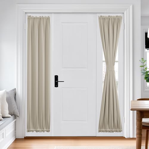 Deconovo Blackout French Door Curtains for Door Window, Dual Rod Pocket