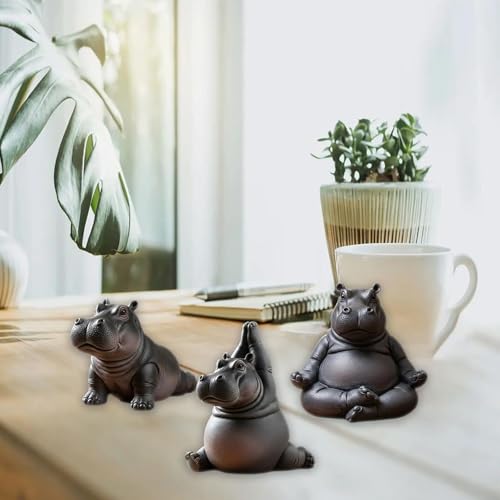 Estatua decorativa de hipopótamo para meditación miniatura 3