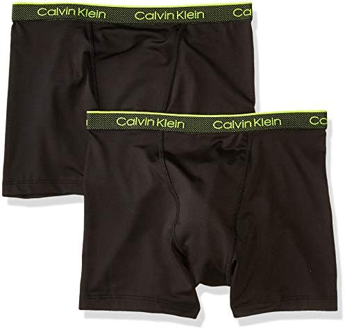Calvin Klein Boys' Kids Performance Boxer Brief Underwear, Multipack, 2 Pack-Black/Black, L (12/14)