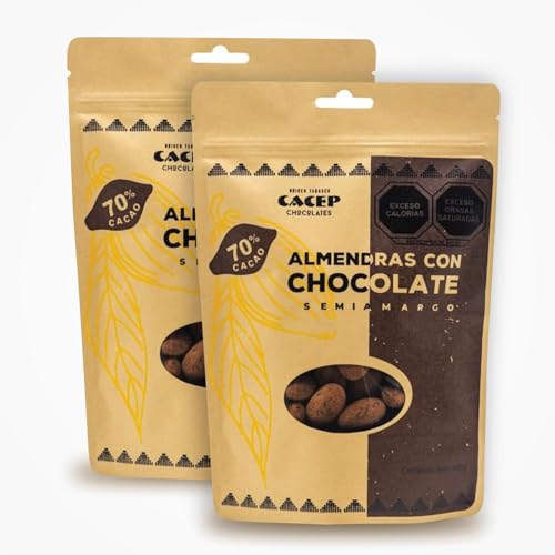 Encuentra la mejor selección de Almendras amarga para comprar online. 20 CACEP| 2 Pack Almendras con chocolate semi-amargo 70% Cacao Orgánico 400g |Snack saludable| Vegano| Bajo en azúcar