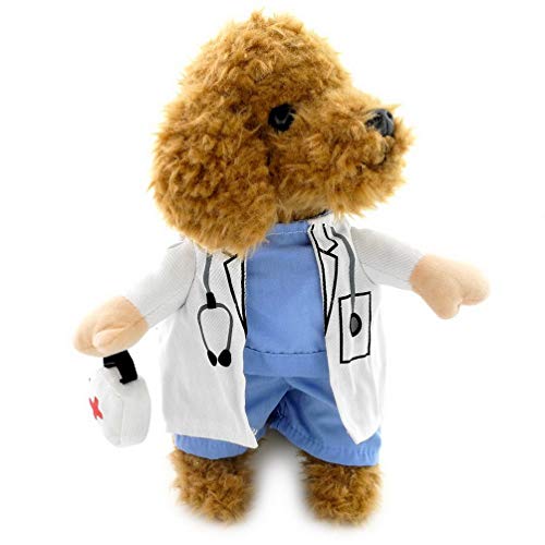 SELMAI Cool Doctor Halloween Costume for Small Dog Cat Puppy Party Holiday Outfits Fancy Dress Chihuahua Clothes Size S