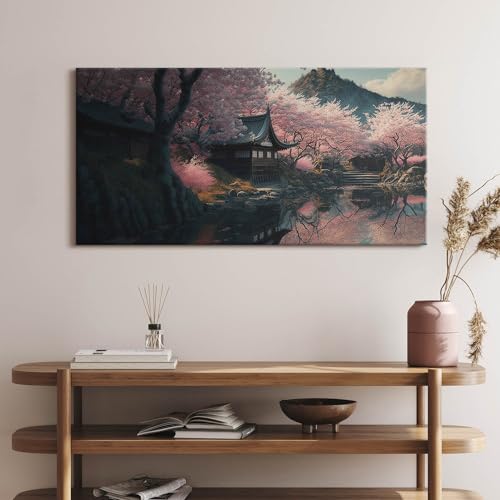 Tableau photo sur toile 140x70cm fleur de cerisier rose - 2