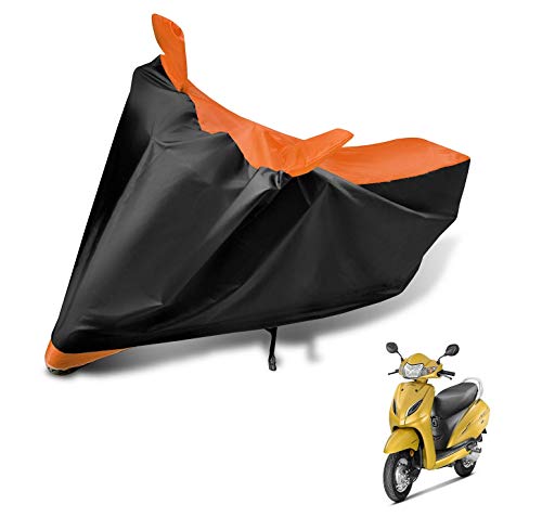 Image of Auto Hub Scooty Cover Compatible with Activa 5G with Mirror Pocket, Dustproof, Heat Resistant, Triple Stitched, Activa 5G Scooty Cover- Black, Orange